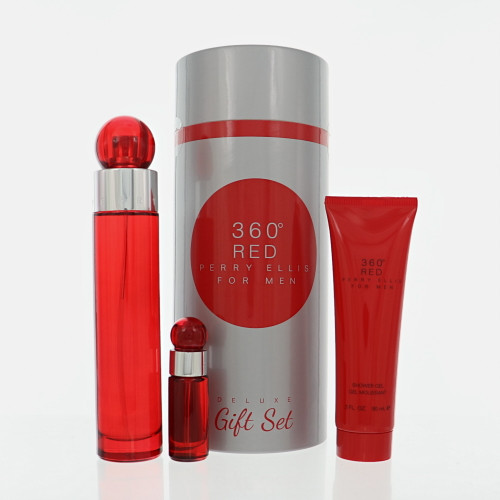 360 Red by Perry Ellis Gift Set for Men 3 Piece Set For Men: 3.4 Oz Eau De Toilette Spray, 0.25 Oz Eau De Toilette Spray, 3 Oz Shower Gel
