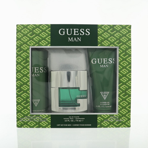 Guess by Guess Gift Set for Men 3 Piece Gift Set For Men - 2.5 Oz Eau De Toilette Spray, 6.7 Oz Shower Gel, 6.0 Oz Deodorizing Body Spray