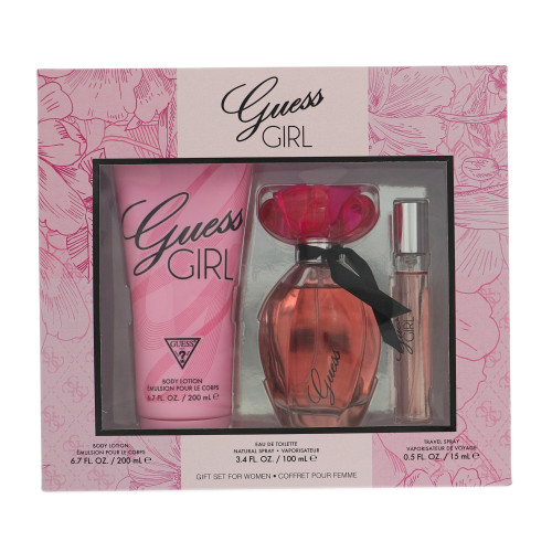 Guess Girl by Guess Gift Set for Women 3 Piece Set For Women: 3.4 Oz Eau De Toilette Spray, 0.5 Oz Eau De Toilette Spray, 6.7 Oz Body Lotion