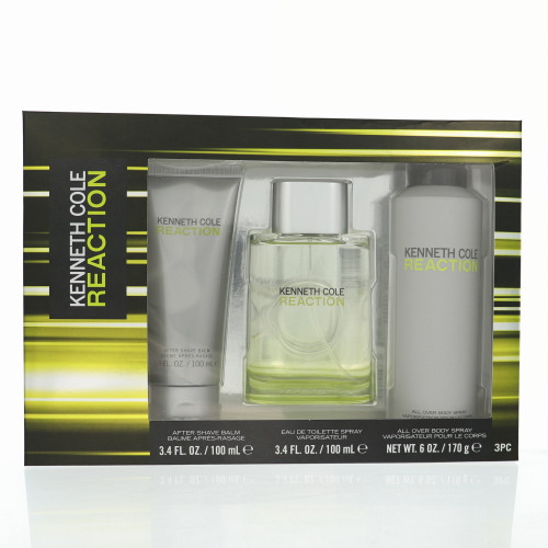 Kenneth Cole Reaction by Kenneth Cole Gift Set for Men 3 Piece Gift Set For Men - 3.4 Oz Eau De Toilette Spray, 6.0 Oz All Over Body Spray, 3.4 Oz After Shave Balm