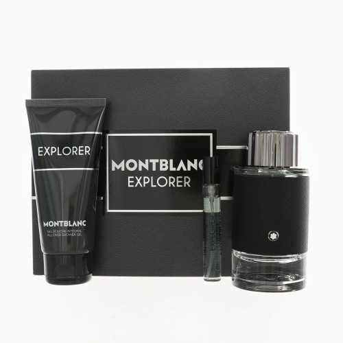 Mont Blanc Explorer by Mont Blanc Gift Set for Men 3 Piece Set For Men: 3.3 Oz Eau De Parfum Spray, 0.25 Oz Eau De Parfum Spray, 3.3 Oz All-Over Shower Gel