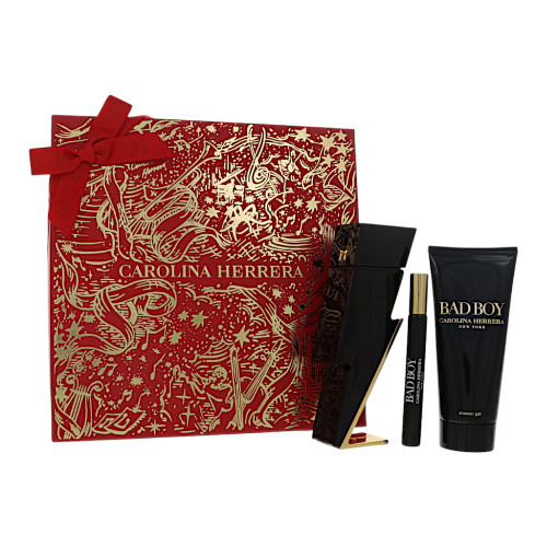 Bad Boy by Carolina Herrera Gift Set for Men 3 Piece Gift Set For Men - 1.7Oz  Eau De Toilette, 3.4Oz Shower Gel, 10Ml  Eau De Toilette