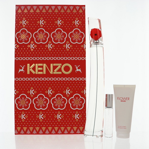 Kenzo Flower by Kenzo Gift Set for Women 3 Piece Set For Women: 3.3 Oz Eau De Parfum Spray, 0.3 Oz Eau De Parfum Spray, 2.5 Oz Body Milk