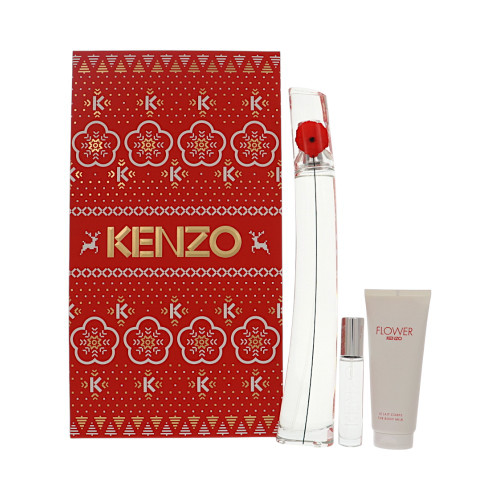 Kenzo Flower by Kenzo Gift Set for Women 3 Piece Set For Women: 3.3 Oz Eau De Parfum Spray, 0.3 Oz Eau De Parfum Spray, 2.5 Oz Body Milk