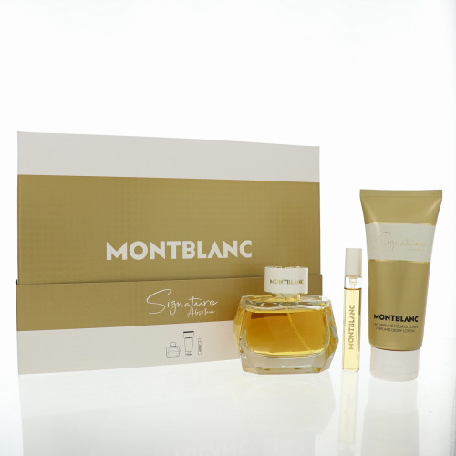 Mont Blanc Signature Absolue by Mont Blanc Gift Set for Women 3 Piece Set For Women: 3 Oz Eau De Parfum Spray, 0.25 Oz Eau De Parfum Spray, 3.3 Oz Body Lotion