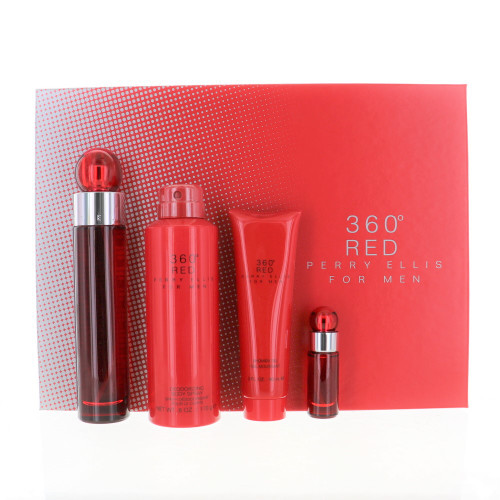 Perry Ellis 360 Red by Perry Ellis Gift Set for Men 4 Piece Set For Men: 3.4 Oz Eau De Toilette Spray, 0.25 Oz Eau De Toilette Spray, 6 Oz Deodorizing Body Spray, 3 Oz Shower Gel