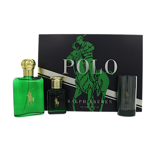 Polo Green by Ralph Lauren Gift Set for Men 3 Pc Gift Set-4.2Oz Edt Spray,1.36Oz Edt Spray,2.6Oz Deodorant Oz Eau De Toilette Spray
