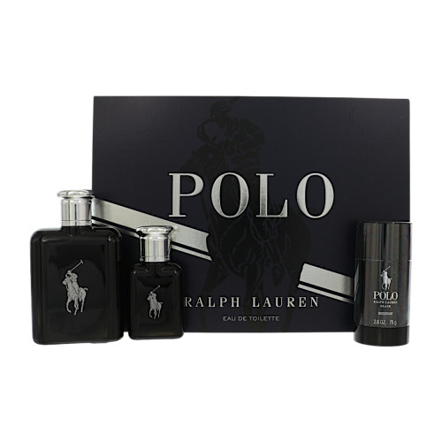 Polo Black by Ralph Lauren Gift Set for Men 3 Piece Set For Men: 4.2 Oz Eau De Toilette Spray, 1.36 Oz Eau De Toilette Spray, 2.6 Oz Deodorant Stick