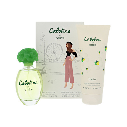 Cabotine by Parfums Gres Gift Set for Women 2 Piece Set For Women: 3.4 Oz Eau De Toilette Spray, 6.8 Oz Perfumed Body Lotion