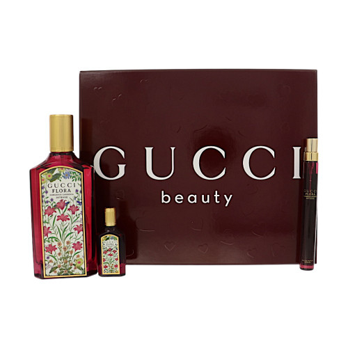Gucci Flora Gorgeous Gardenia Intense by Gucci Gift Set for Women 3 Piece Set For Women: 3.3 Oz Eau De Parfum Spray, 0.33 Oz Eau De Parfum Spray, 0.16 Oz Eau De Parfum Splash