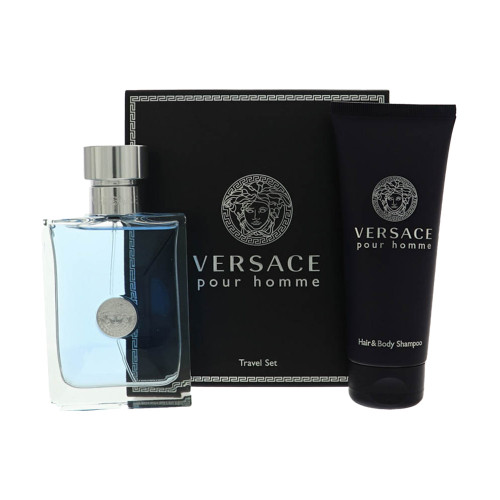 Versace Pour Homme by Versace Gift Set for Men 2 Piece Set For Men: 3.4 Oz Eau De Toilette Spray, 3.4 Oz Hair & Body Shampoo