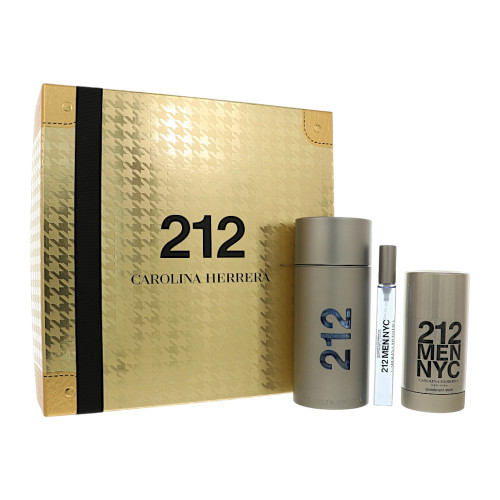 212 Men Nyc by Carolina Herrera Gift Set for Men 3 Pc Gift Set - 3.4Oz Edt Spray, 0.34Oz Edt Spray, 3.4Oz Shower Gel Oz