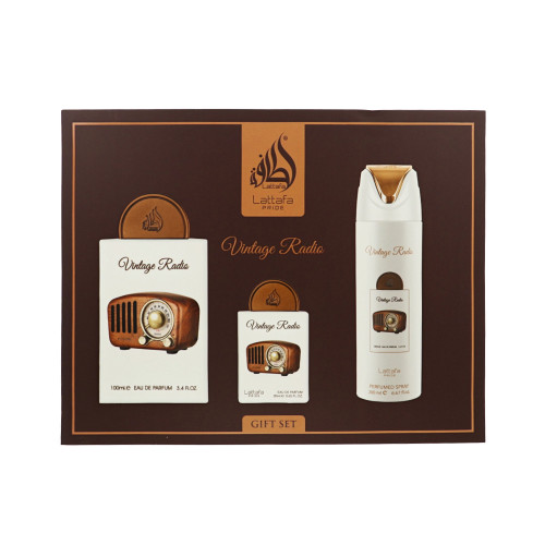 Vintage Radio by Lattafa Gift Set for Men 3.4 Oz Eau De Parfum Spray