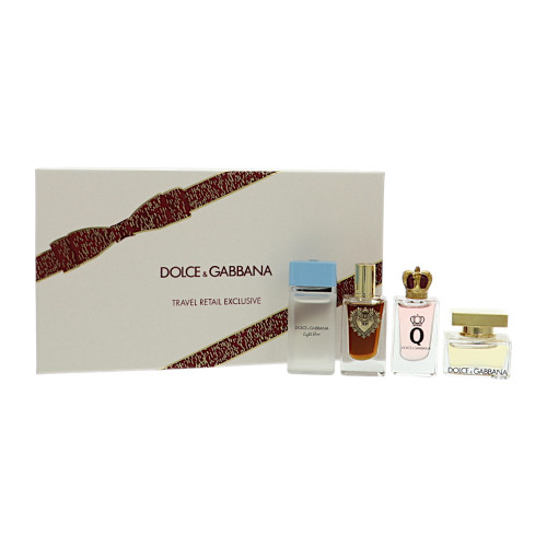 Dolce & Gabbana Variety Mini Set by Dolce & Gabbana Gift Set for Women 4 Pc Gift Set - Light Blue 0.17Oz Edt Splash, 0.17Oz Devotion Edp Splash, 0.17Oz Q Edp Splash, 0.17Oz The One Edp Splash Oz