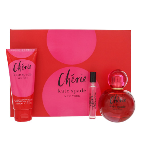 Cherie by Kate Spade Gift Set for Women 3 Piece Set For Women: 3.3 Oz Eau De Parfum Spray, 0.25 Oz Eau De Parfum Spray, 3.3 Oz Body Lotion