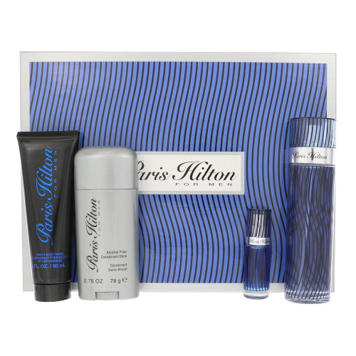 Paris Hilton by Paris Hilton Gift Set for Men 4 Piece Set For Men: 3.4 Oz Eau De Toilette Spray, 0.25 Oz Eau De Toilette Spray, 3 Oz Hair & Body Wash, 2.75 Oz Alcohol Free Deodorant Stick