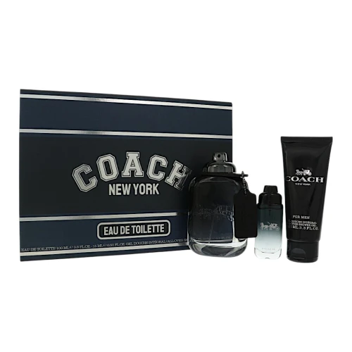 Coach New York by Coach Gift Set for Men 3 Pc Gift Set: 3.3Oz Edt Spray, 0.5Oz Edt Spray, 3.3Oz Shower Gel Oz