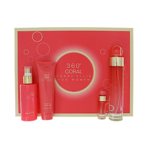 360 Degrees Coral by Perry Ellis - 4 Piece Set bottle for Women