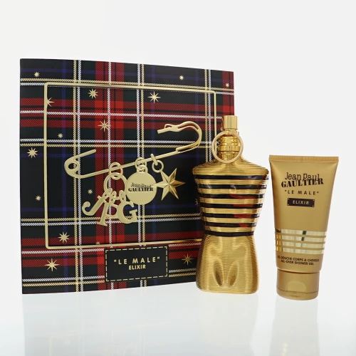 Le Male Elixir by Jean Paul Gaultier Gift Set for Men 2 Piece Set For Men: 4.2 Oz Eau De Parfum Spray, 2.5 Oz All Over Shower Gel