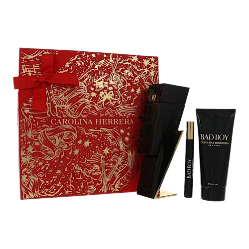 Bad Boy by Carolina Herrera Gift Set for Men 3 Piece Gift Set - 3.4 Oz Eau De Toilette Spray ,0.34 Oz Eau De Toilette Spray ,3.4 Oz Shower Gel