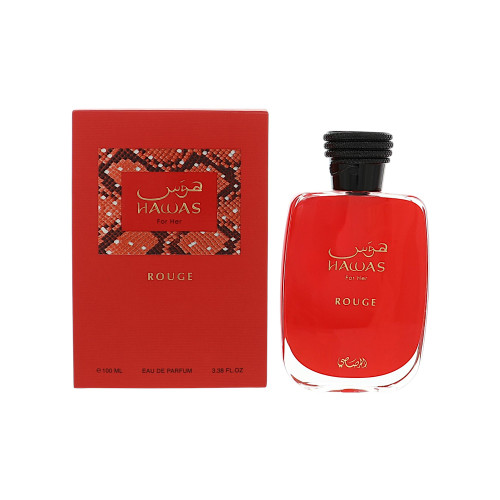 Hawas Rouge by Rasasi Box for Women 3.38 Oz Eau De Parfum Spray