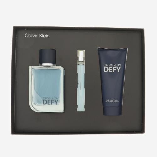 DEFY by Calvin Klein 3 PIECE GIFT SET - 3.3 OZ EAU DE TOILETTE SPRAY NEW Box for