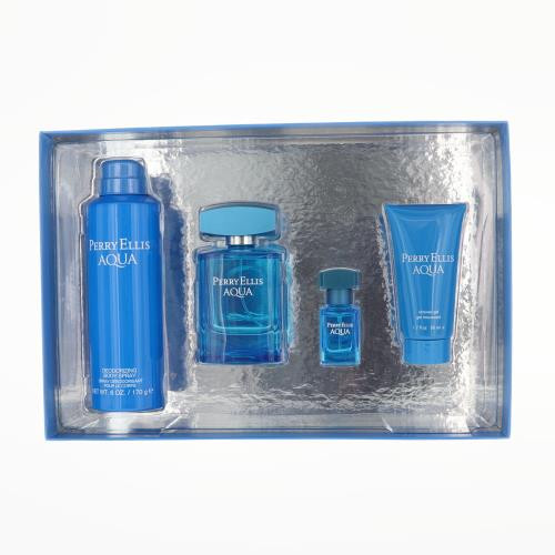 PERRY ELLIS AQUA by Perry Ellis 4 PIECE GIFT SET - 3.4 OZ EAU DE TOILETTE SPRAY