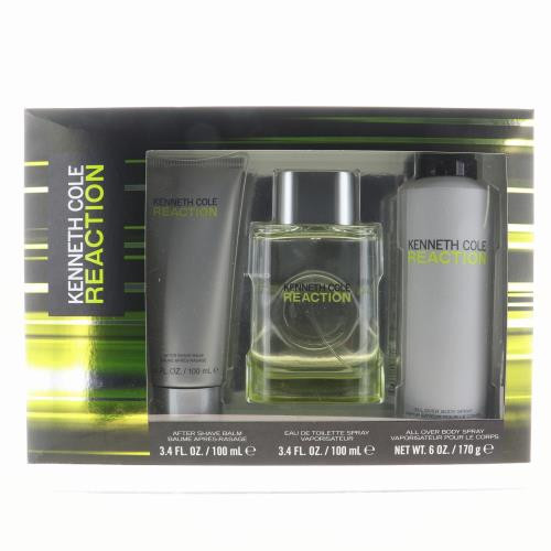 KENNETH COLE REACTION by Kenneth Cole 3 PIECE GIFT SET - 3.4 OZ EAU DE TOILETTE