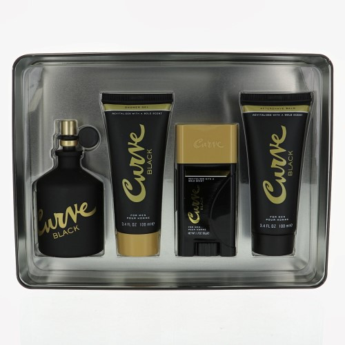 CURVE BLACK by Liz Claiborne 4 PIECE GIFT SET - 4.2 OZ COLOGNE SPRAY NEW Box for