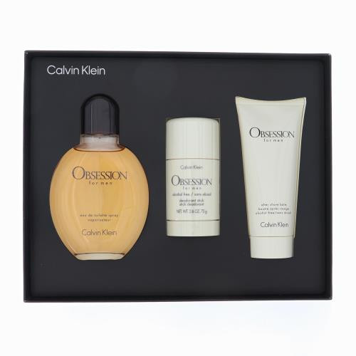 OBSESSION by Calvin Klein 3 PIECE GIFT SET - 4.2 OZ EAU DE TOILETTE SPRAY NEW