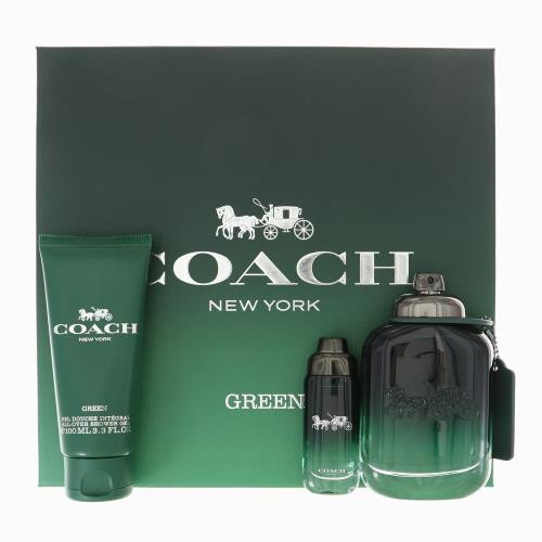 COACH GREEN by Coach 3 PIECE GIFT SET - 3.3 OZ EAU DE TOILETTE SPRAY NEW Box for