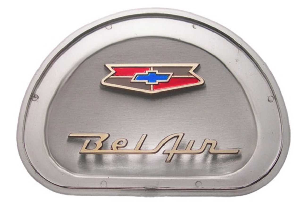 1957 Chevy Belair Steering Wheel Center Chrome Horn Cap Emblem