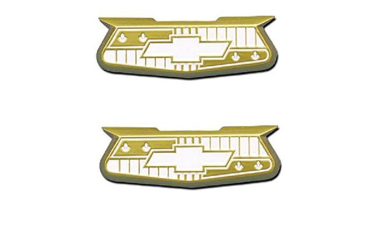 57 1957 Chevy Aluminum GOLD Crest Quarter Panel Emblems I5 Classic Chevy