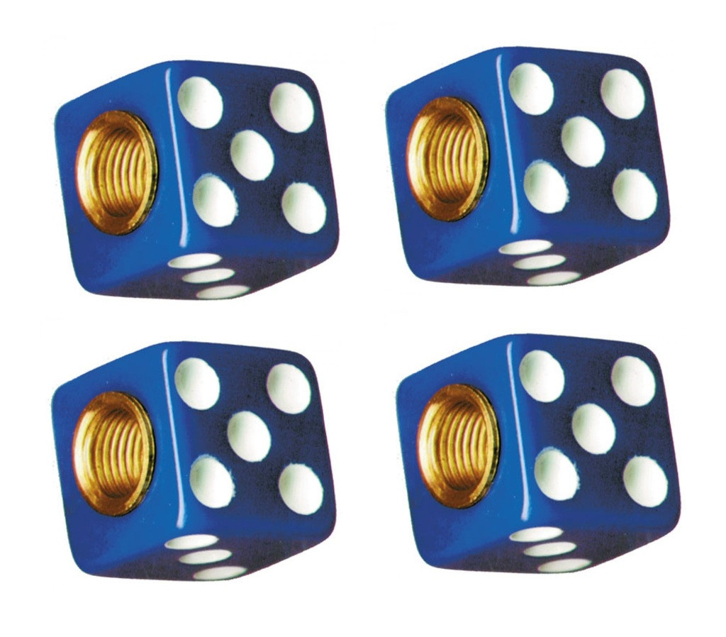Blue Dice White Dots Tire Valve Stem Caps Covers Set of 4 Car Truck Hot