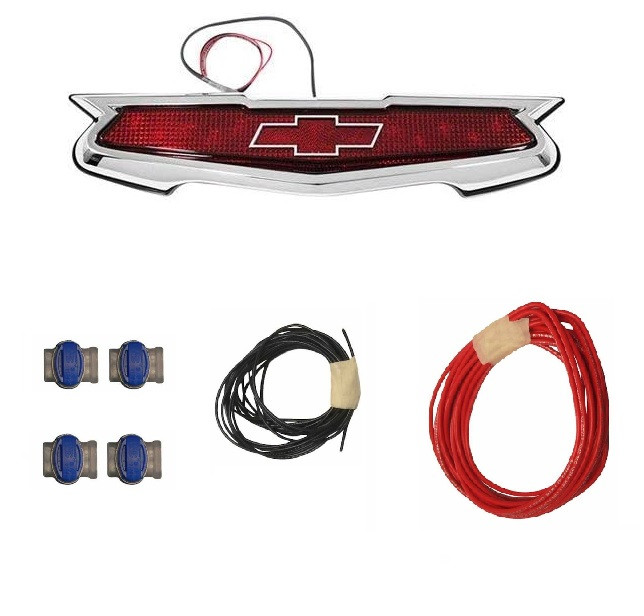 55 1955 Chevy Chrome Trunk Emblem Assembly with LED Third Brake Light