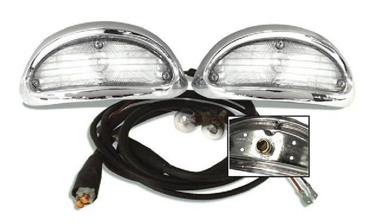 55 1955 Chevy Park Light Turn Signal Chrome Assembly With Wiring