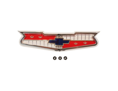 56 1956 150 210 BelAir Chevy & 58 1958 Impala V8 Hood Emblem Chrome Assembly New