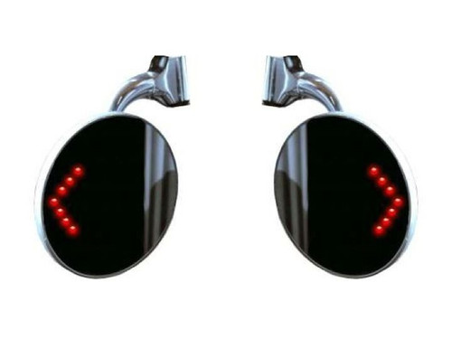 4" LED Curved Arm Peep Mirror Turn Signal Outside View Hot Street Rat Rod Pair