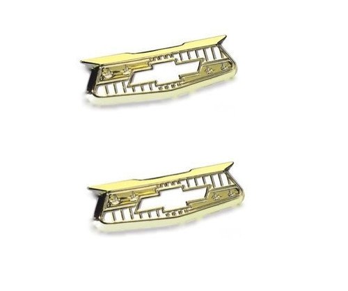 55 56 Chevy Gold Bel Air Crests And Quarter Chrome Scripts Set