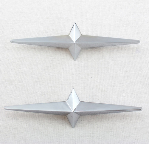 Vintage Chrome Fender Skirt Star Ornament – Fits 1954-1958 Pontiac Or Hot Rod Custom