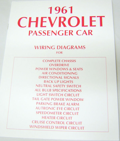 61 Chevy Impala Electrical Wiring Diagram Manual 1961 - I ...