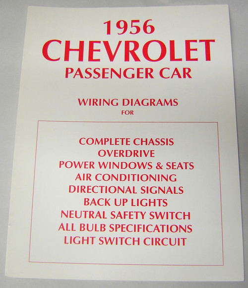 56 1956 Chevy Electrical Wiring Diagram Manual - I-5 Classic Chevy