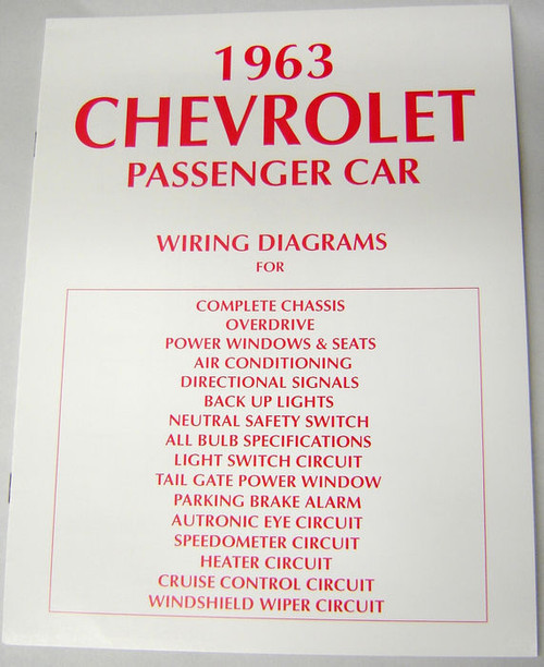 63 Chevy Impala Electrical Wiring Diagram Manual 1963 - I-5 Classic Chevy