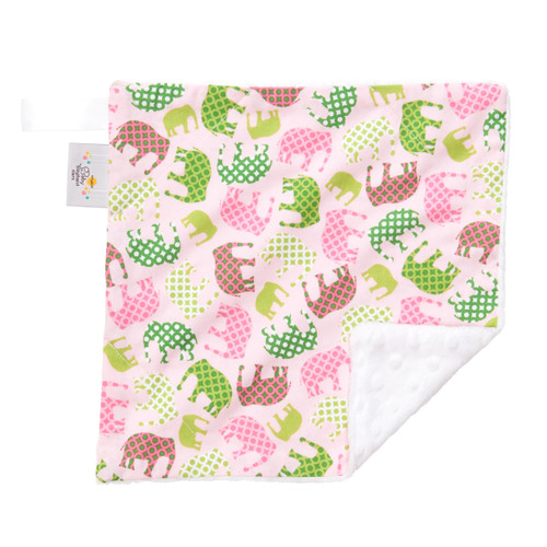 Pink Elephant Mini Baby Blanket (12" x 12")