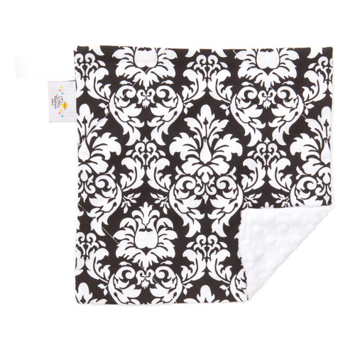 Black Dandy Damask Mini Baby Blanket (12" x 12")