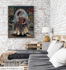 Miss Eleanor the Mystic fantasy artwork displayed in a dark frame in a bedroom. 