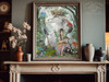 A Melody for the Crowned Hare fantasy fairy artwork shown in a  dark frame with a moody scene.
