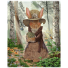 Miss Tittles features a charming rabbit dressed in her finest woodland attire as she carries a treasured dragon egg through a peaceful forest.