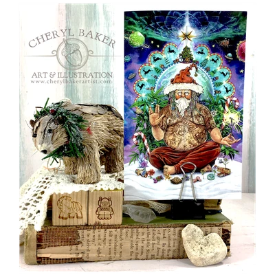 Greeting card featuring Bohemian Santa Claus fantasy artwork, complete with a coordinating envelope.
