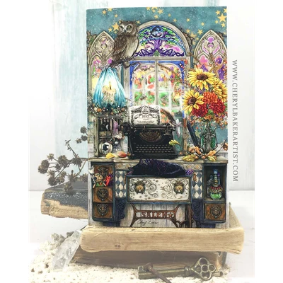 Greeting card featuring The Witch’s Study Room fantasy artwork, complete with a coordinating envelope.